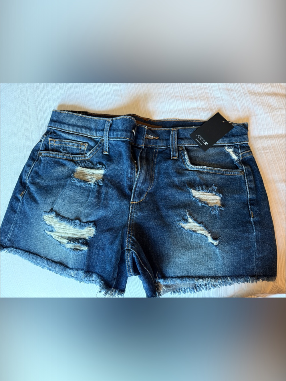 Joe's Jeans Distressed Dark Blue Cropped Denim Shorts